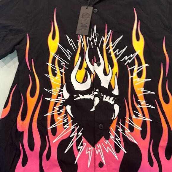 Ed Hardy tattoo  shirt NWT medium black pink/white/yellow printed - Picture 8 of 12